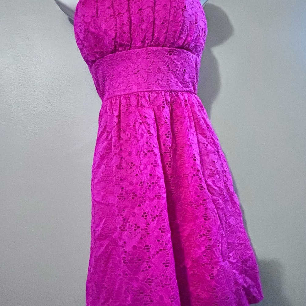 B. Smart Vibrant Pink Lace Dress